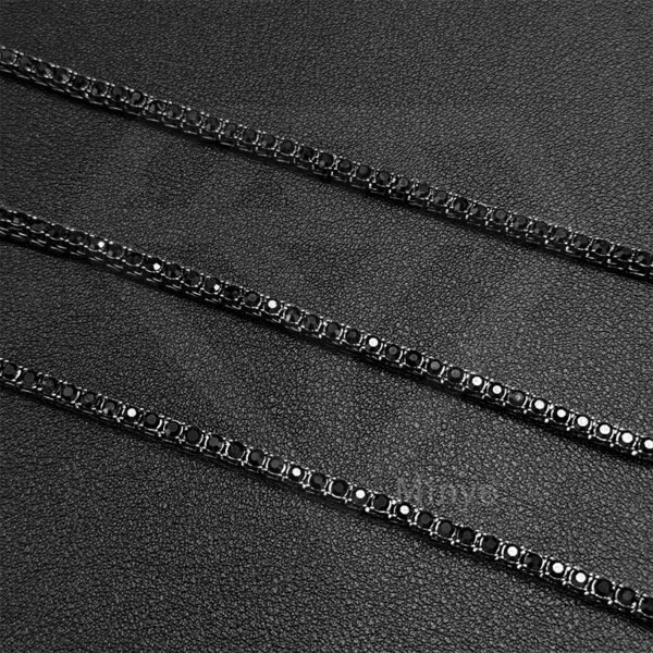 Elegant Black Alloy Rhinestone Tennis Necklace - Image 6