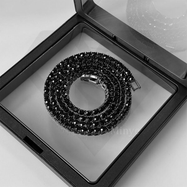 Elegant Black Alloy Rhinestone Tennis Necklace - Image 5