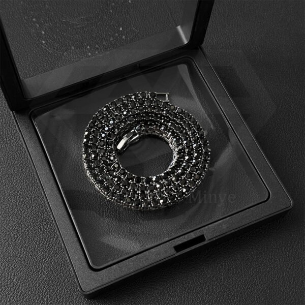 Elegant Black Alloy Rhinestone Tennis Necklace - Image 4