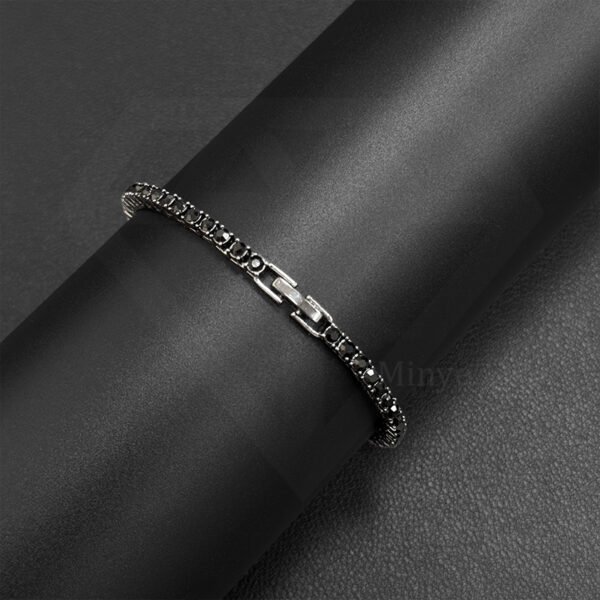 Elegant Black Alloy Rhinestone Tennis Necklace - Image 2