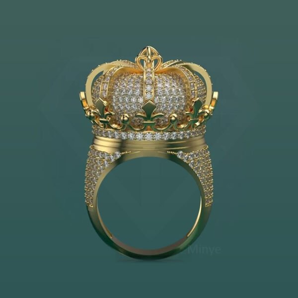 Iced Out Moissanite Diamond Customized Elizabeth Crown Ring Pave Set King Crown Hip Hop Rings Wholesale MYBR23724 - Image 5