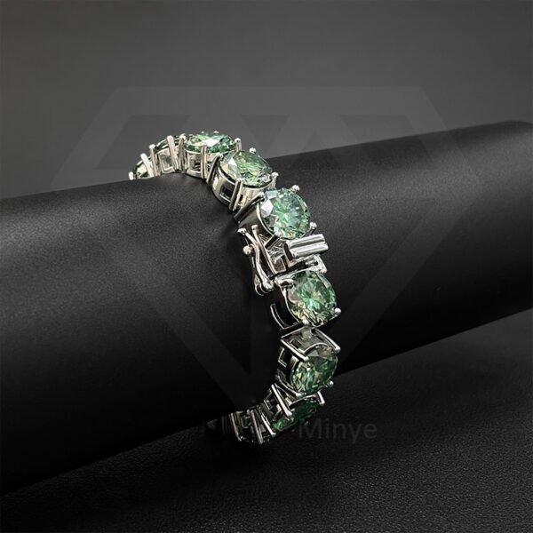 Tennis Bracelet Visit the Moissanite Tennis Bracelet D Color VVS1 Blue Green Diamond Bracelet S925 Sterling Silver Moissanite Bracelets for Women with Certificate MYBL1144G-11.0