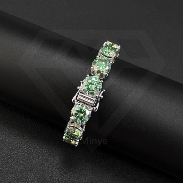 Tennis Bracelet Visit the Moissanite Tennis Bracelet D Color VVS1 Blue Green Diamond Bracelet S925 Sterling Silver Moissanite Bracelets for Women with Certificate MYBL1144G-11.0 - Image 3