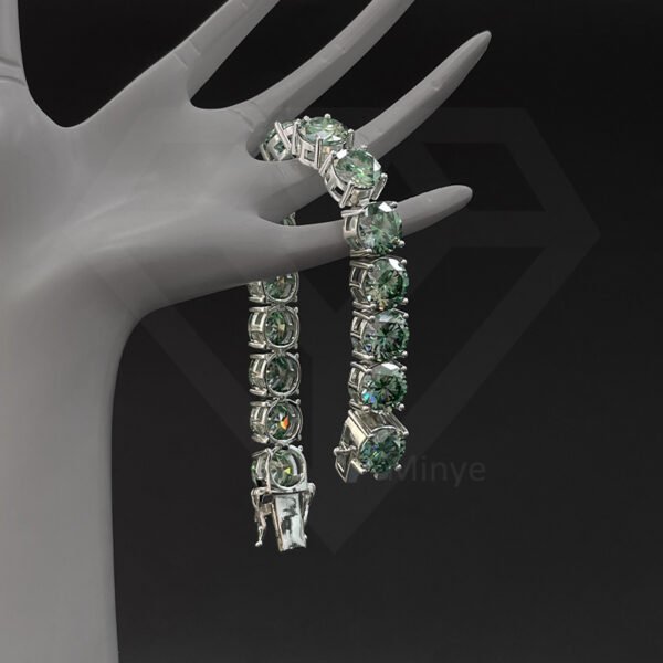 Tennis Bracelet Visit the Moissanite Tennis Bracelet D Color VVS1 Blue Green Diamond Bracelet S925 Sterling Silver Moissanite Bracelets for Women with Certificate MYBL1144G-11.0 - Image 2