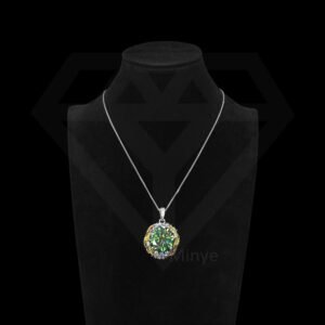 Fine Jewelry Necelace Moissanite Pendant 925 Sterling Silver Greenish Blue Gemstone Pendant MYBP23618