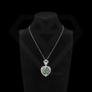 Fine Jewelry Sterling Silver Blue-Green Moissanite Heart Pendant Necklace Pendant MYBP23628