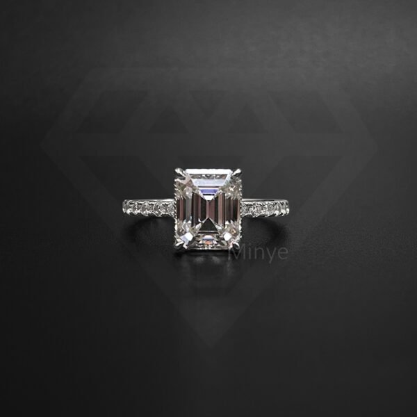 Fine Jewelry Ring 5 Carat Emerald-Cut Emerald-Cut Sparkala Moissanite with Side Stones Ring MYBR23629