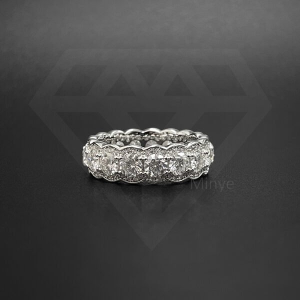 Fine Jewelry Ladies Round Cut Diamond Eternity Wedding Band Ring in 14 kt White Gold Ring MYBR23638 - Image 2
