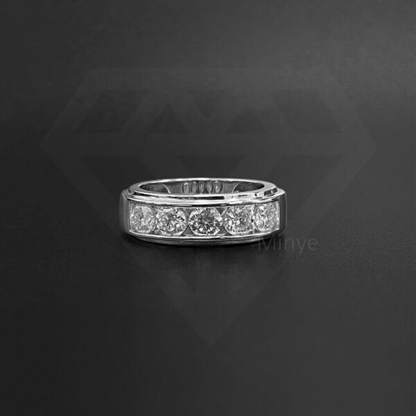 Fine Jewelry Personalized 10K 14K 18K Solid Gold Sterling Silver Moissanite 5-Stone Eternity Wedding Band Ring for Men MYBR23728 - Image 2