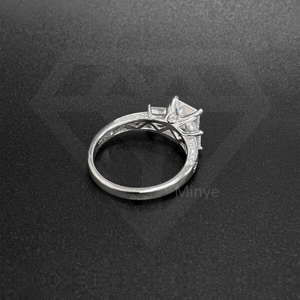 Fine Jewelry Ring Elegance Defined Princess Cut Moissanite Three Stone Sterling Silver Wedding Ring MYBR23740 - Image 3