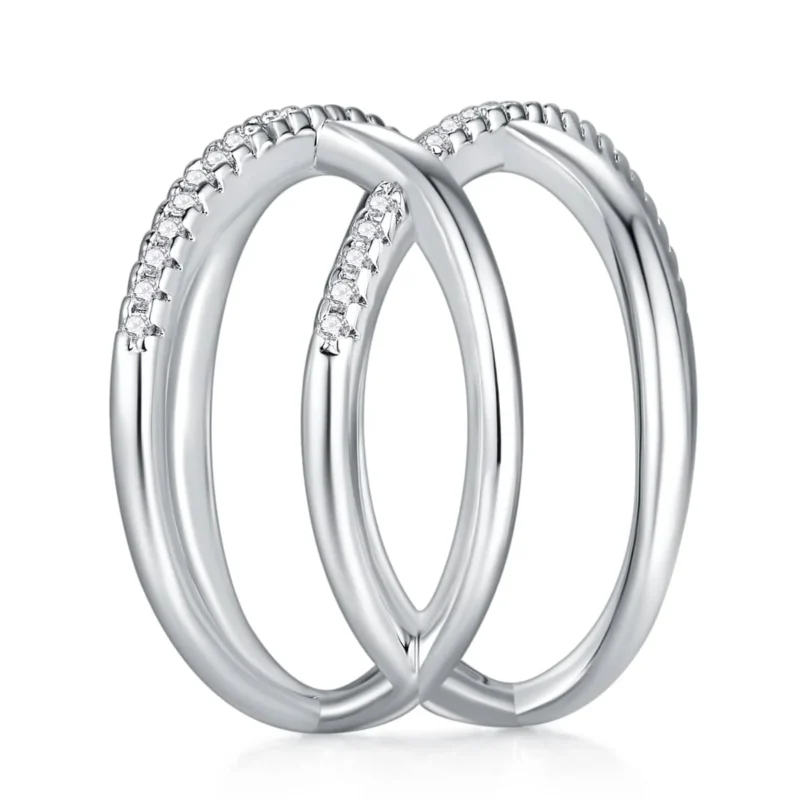 Interlaced Design Moissanite Ring – High Clarity Bold X-Shape Design Perfect for Engagements S925 Silver Ring MYR13693 - Image 5