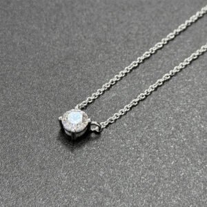 0.5CT Lab Grown 925 sterling silver Classic 8mm Round Shape Opal Necklace for Women Diamond Pendant Customized J24127