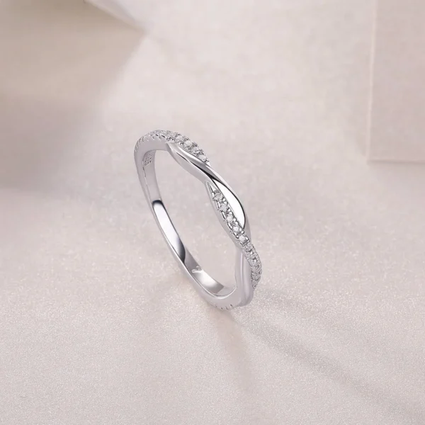 Arrive High White Gold over Sterling Silver Round White Natural Diamond Wedding Band Ring Quality Rings MYR13470 - Image 7