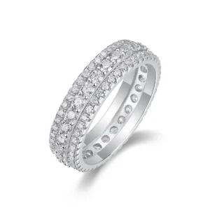 New Design Jewelry Ladies Brilliant Cut Diamond Eternity Wedding Band In Platinum 925 Sterling Silver Ring MYR13251