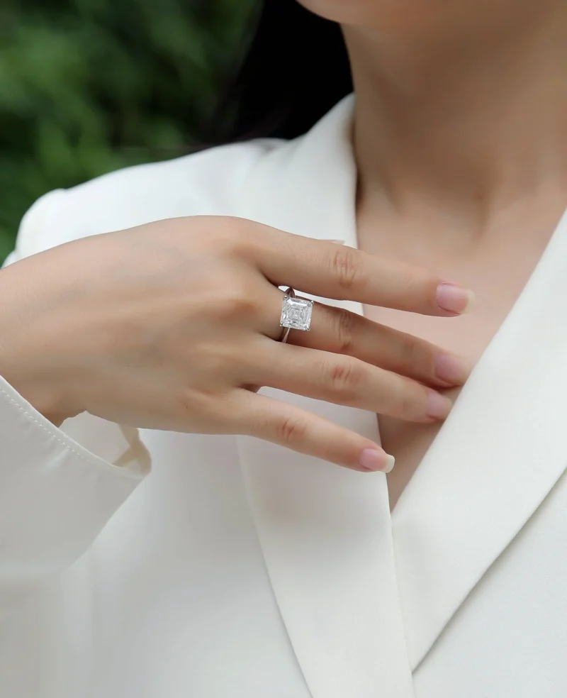 925 Sterling Silver 4 Carat D Color VVS1 Radiant Cut Solitaire Moissanite Engagement Ring Engagement Fine Jewelry Ring MYR12976 - Image 8