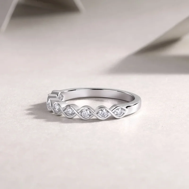 Wholesale Moissanite Solid Sterling Silver Rope Twist CZ Anniversary Wedding Bridal Band Eternity 925 Sterling Silver Ring MYR13581 - Image 4