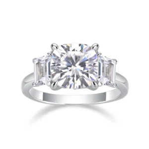 5 CT Cushion Colorless Moissanite Wedding Bridal Ring Eternity Sterling Silver Solid Diamond Solitaire 4-Prong Silver Jewelry MYR12968