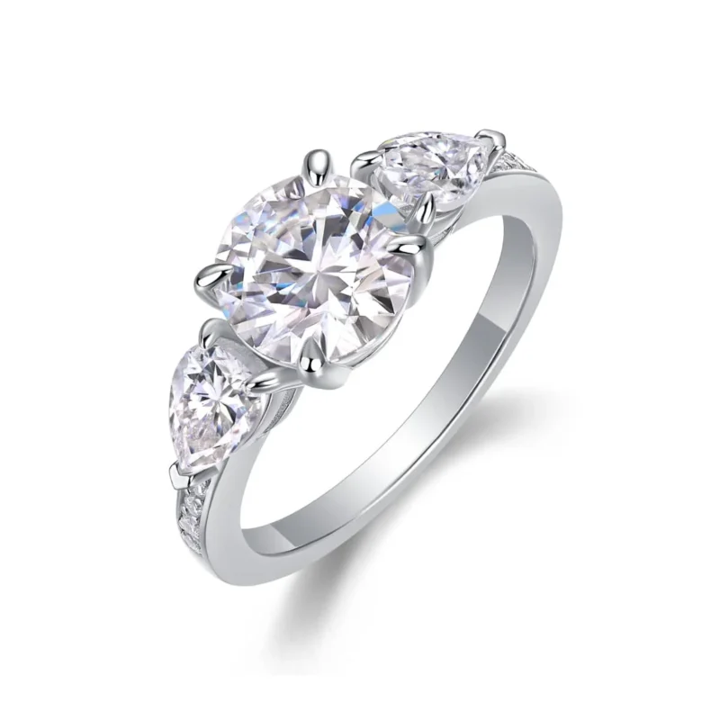 Handmade Engagement Ring 3 CT Round Cut Moissanite Diamond Solitaire Wedding Bridal Ring Engagement Rings MYR13150-8.0 - Image 2