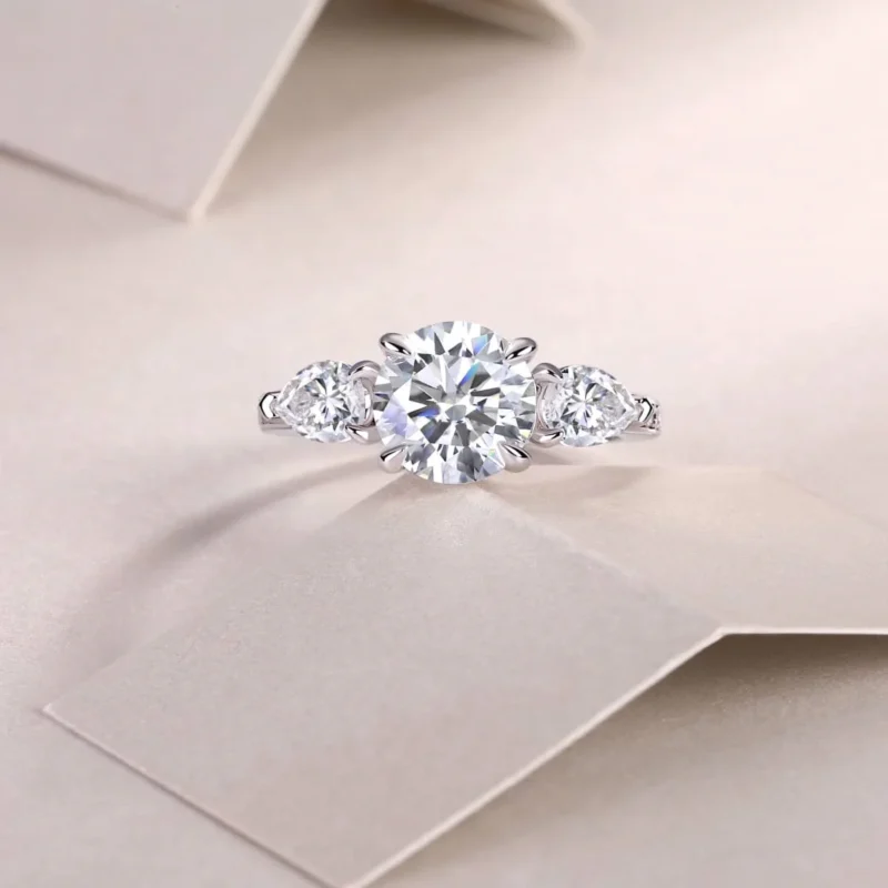 Handmade Engagement Ring 3 CT Round Cut Moissanite Diamond Solitaire Wedding Bridal Ring Engagement Rings MYR13150-8.0 - Image 4