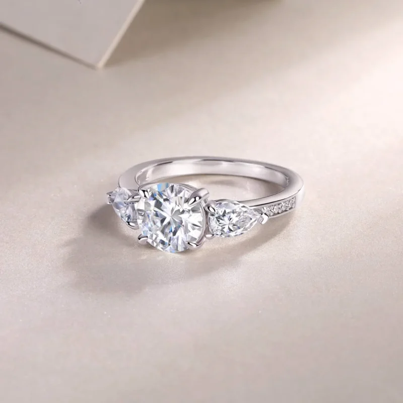 Handmade Engagement Ring 3 CT Round Cut Moissanite Diamond Solitaire Wedding Bridal Ring Engagement Rings MYR13150-8.0 - Image 3
