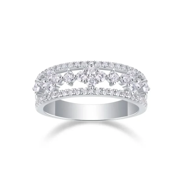 Wholesale Fine Jewelry First Light Diamond Princess & Round-Cut Three-Row Anniversary Ring 1 ct S925 Sterling Silver Rings MYR13320 - Image 6