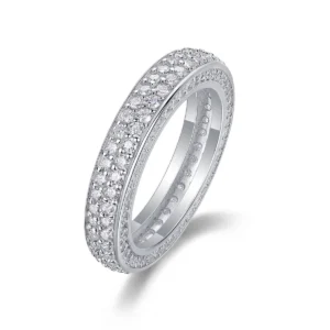 925 Silver Ring Round Shape White Eternity Anniversary Band Ring in 14k Solid Gold Jewelry Iced Out MYR13409