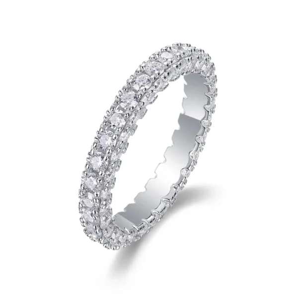 Wedding VVS Moissanite Wedding Band Ring Round Cut Sterling Silver Moissanite Eternity Ring Anniversary Engagement Stackable Rings MYR13411