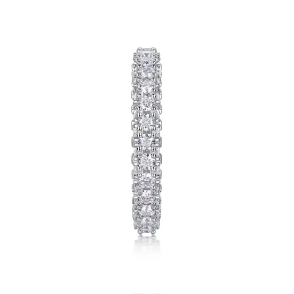 Wedding VVS Moissanite Wedding Band Ring Round Cut Sterling Silver Moissanite Eternity Ring Anniversary Engagement Stackable Rings MYR13411 - Image 4
