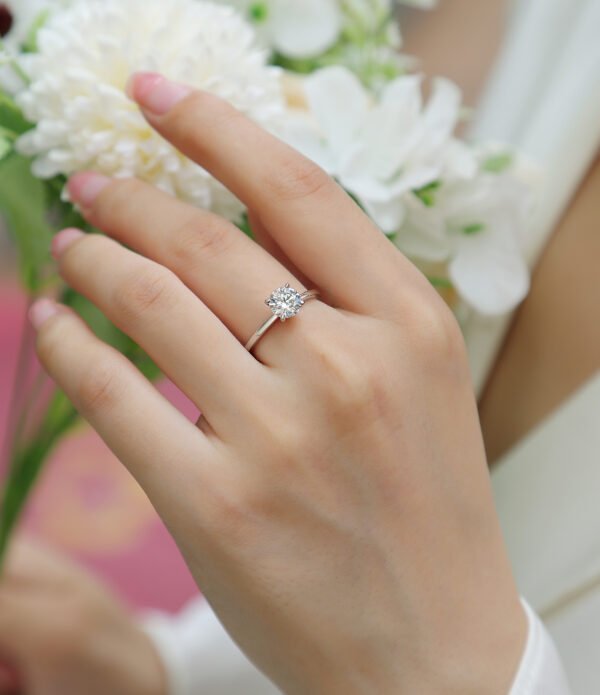 S925 Sterling Silver 4k White or Yellow Gold Lab-Grown Diamond Solitaire Engagement Ring Fine Jewelry Moissanite MYR12939-6.5 - Image 2