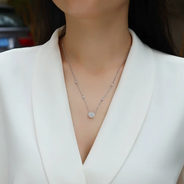 Halo Chain Necklace Moissanite Diamond Round NEW Certified Wholesale MYN13501 - Image 6