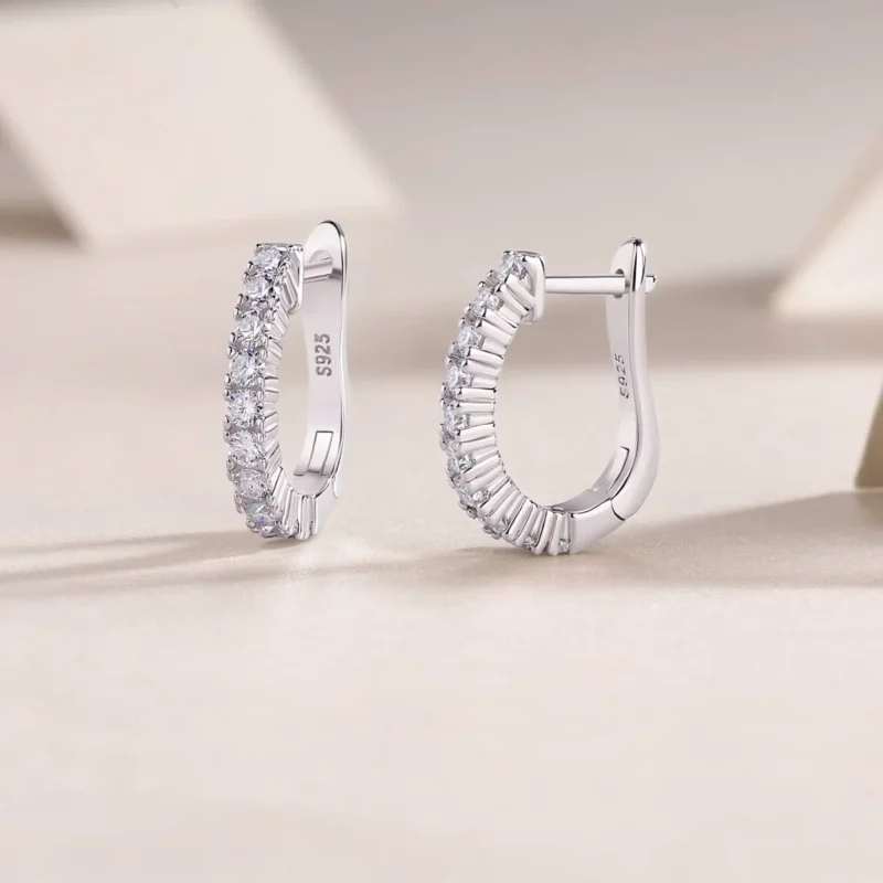 Black Rose Gold Sterling Silver Moissanite Wedding Classic Bridal Oval Hoop Earrings Bling Wholesale MYE13191 - Image 6