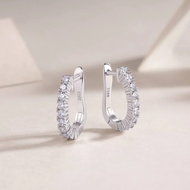 Black Rose Gold Sterling Silver Moissanite Wedding Classic Bridal Oval Hoop Earrings Bling Wholesale MYE13191 - Image 5