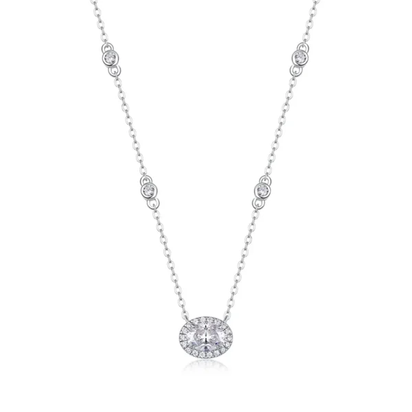 Halo Chain Necklace Moissanite Diamond Round NEW Certified Wholesale MYN13501