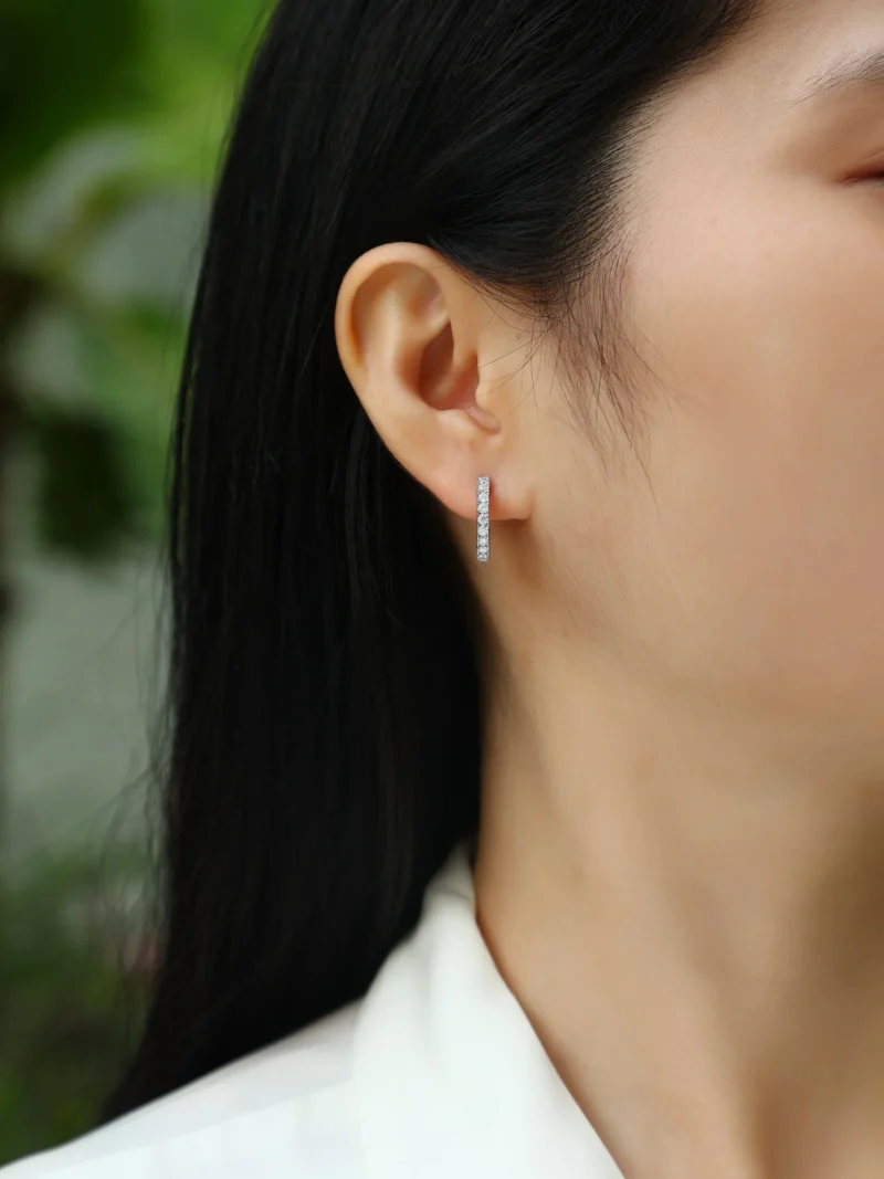 Black Rose Gold Sterling Silver Moissanite Wedding Classic Bridal Oval Hoop Earrings Bling Wholesale MYE13191 - Image 4