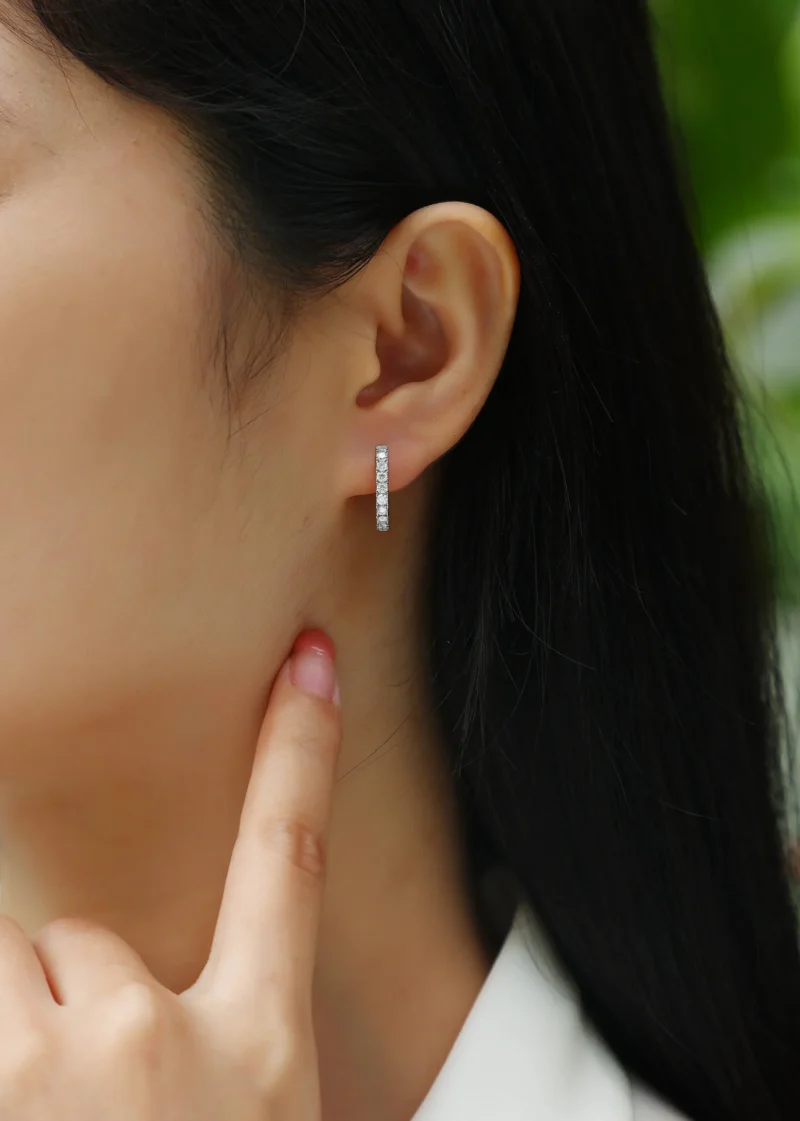 Black Rose Gold Sterling Silver Moissanite Wedding Classic Bridal Oval Hoop Earrings Bling Wholesale MYE13191 - Image 3