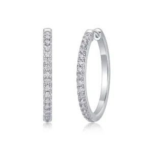 925 Sterling Silver with Natural Diamond Hoop Earring jewelry Gift for Women 0.50 Carat Round Diamond Ladies Huggies Hoop Earrings Wholesale MYE13372
