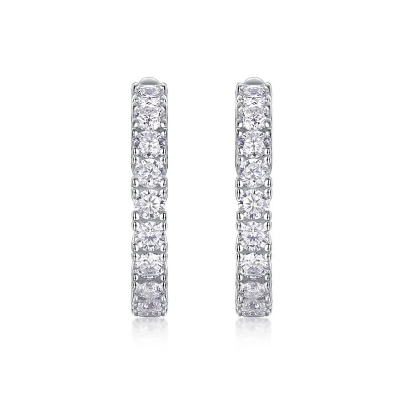 Black Rose Gold Sterling Silver Moissanite Wedding Classic Bridal Oval Hoop Earrings Bling Wholesale MYE13191 - Image 2