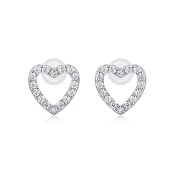 Heart Shape Fashion Stud Earrings Collection 0.25 Cttw Solid K-Gold White Diamond Womens Wholesale MYE13226 - Image 2
