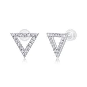 Triangle Stud Earrings for Women Elegant 1.4mm All Moissanite Cool Wedding Birthday Gift Solid 925 Silver Charm Jewelry Bulk MYE13222