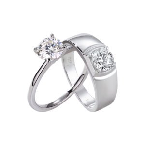Romantic 1CT Moissanite Couple Rings for Valentine's Day in S925 Sterling Silver – MYZR12939-65 & MYZR10283-65