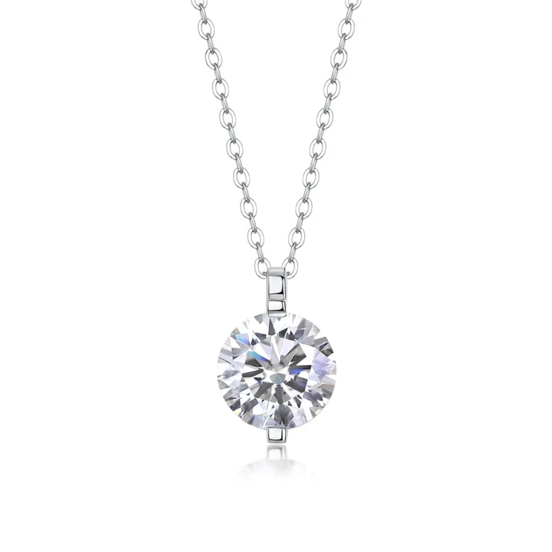 Customizable S925 Sterling Silver Necklace with Moissanite in Multiple Carat Options - MYN13599