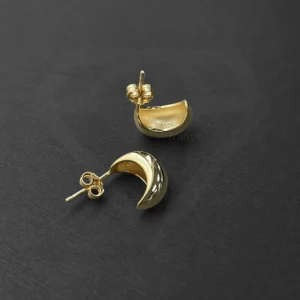 Crescent Moon Gold Plated Silver Stud Earrings