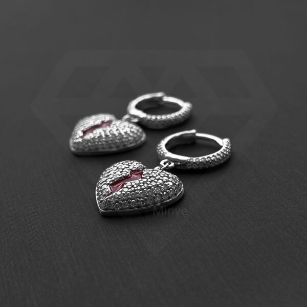 S925 Silver Heart Earrings - Image 2