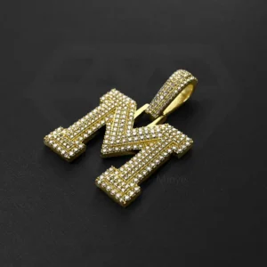 Iced Out Moissanite M Letter Pendant