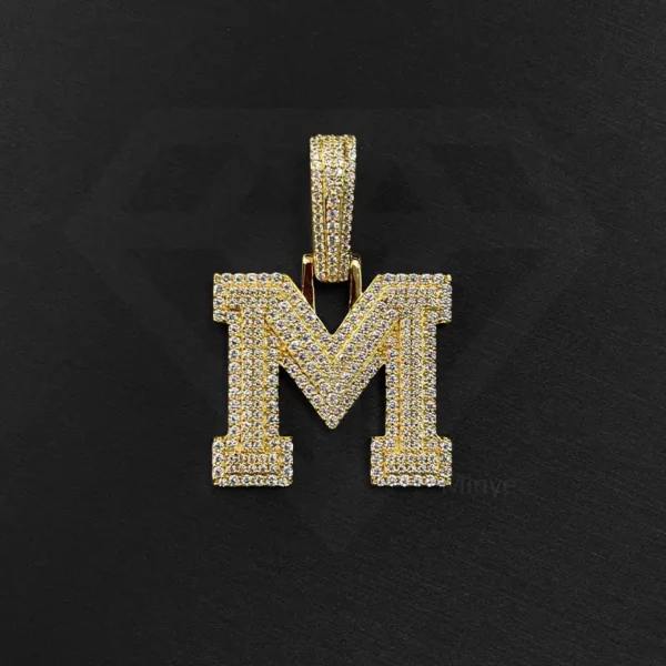 Iced Out Moissanite M Letter Pendant - Image 6
