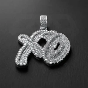 Iced Out Moissanite XO Pendant