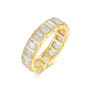 Emerald Cut Eternity Moissanite Gold Plating Band