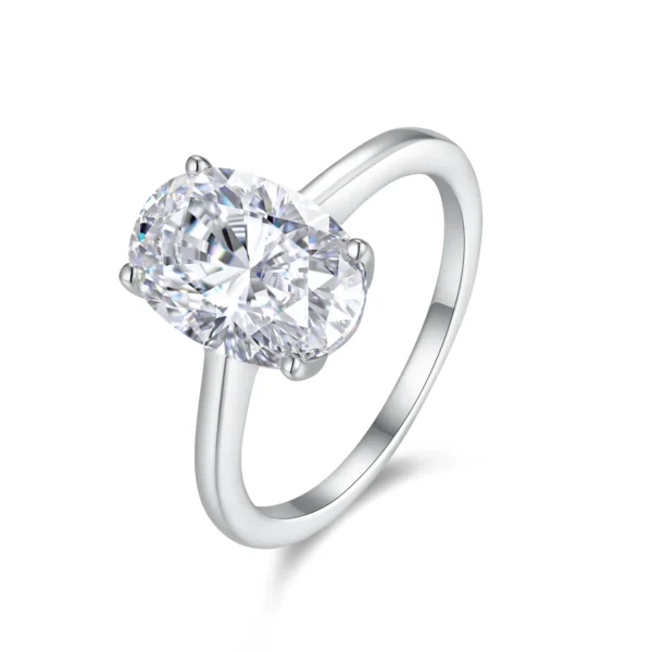 S925 Silver Oval Cut 8x12mm Moissanite Ring