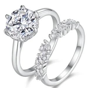 3ct Silver Moissanite Diamond Ring