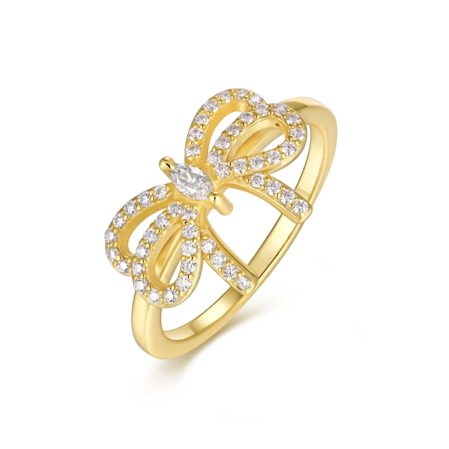 Pavé Butterfly Marquise Accent Moissanite Ring